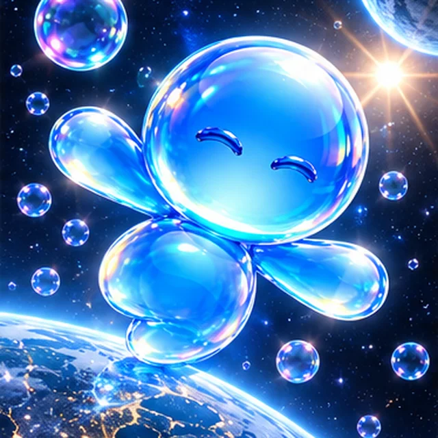 BUBBLE floating in space above Earth