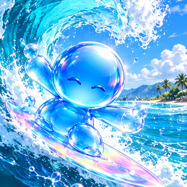 BUBBLE surfing a giant wave